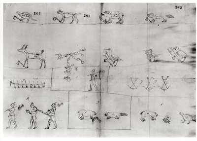 Iroquois pictogram, 12th July 1666 by Pierre Joseph Chaumonet